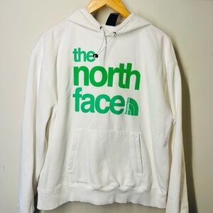 The North Face White Crewneck Hoodie with Green Logo